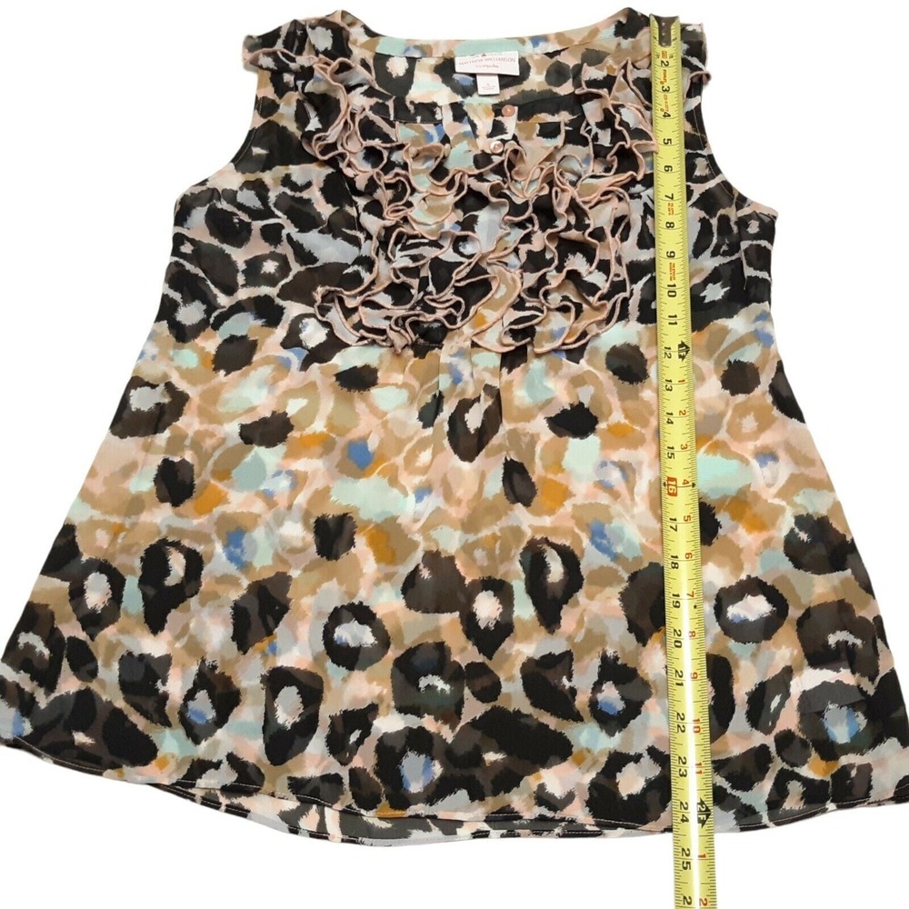 Matthew Williamson Impulse Top Womens Small Brown Leopard Print Ruffle Blouse - Picture 3 of 11